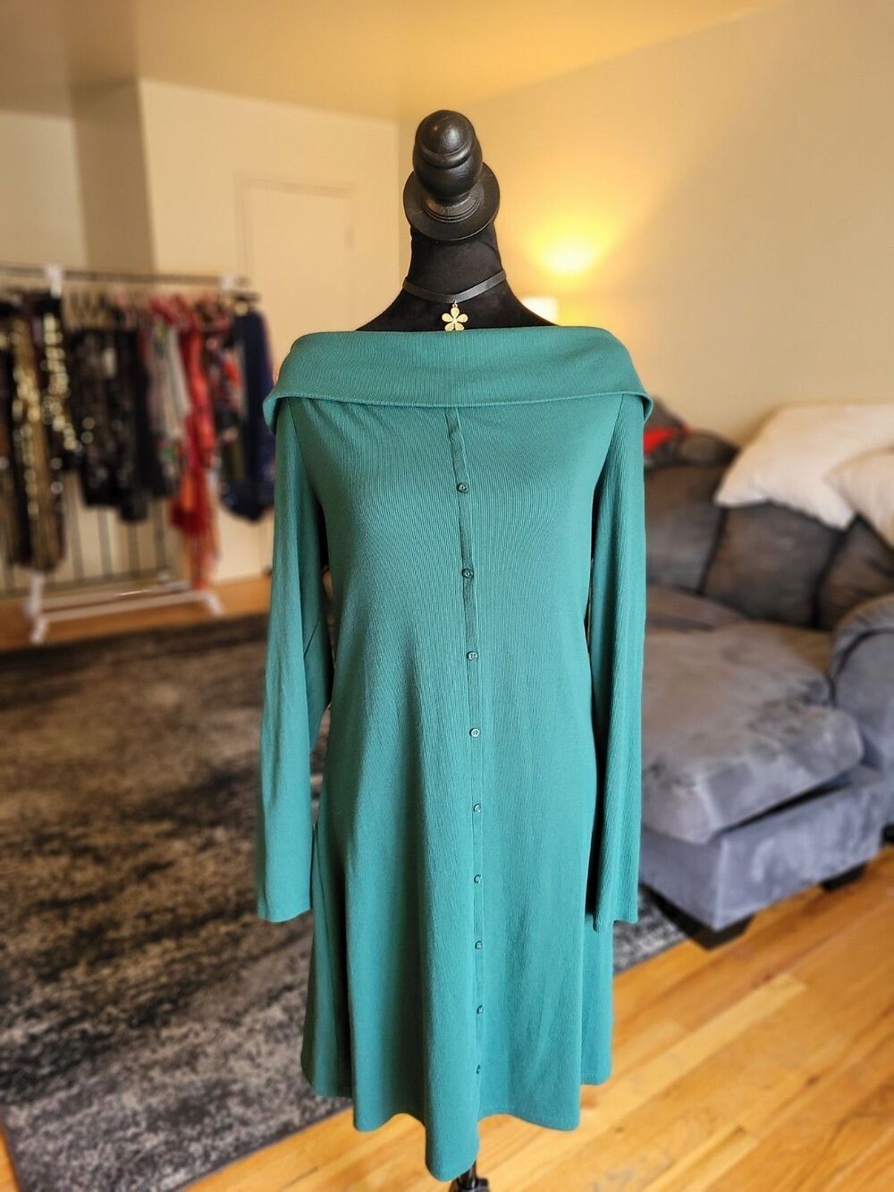 Wild Fable Off The Shoulder Green Dress XXL Women's Long Sleeve NWT New - Picture 3 of 12